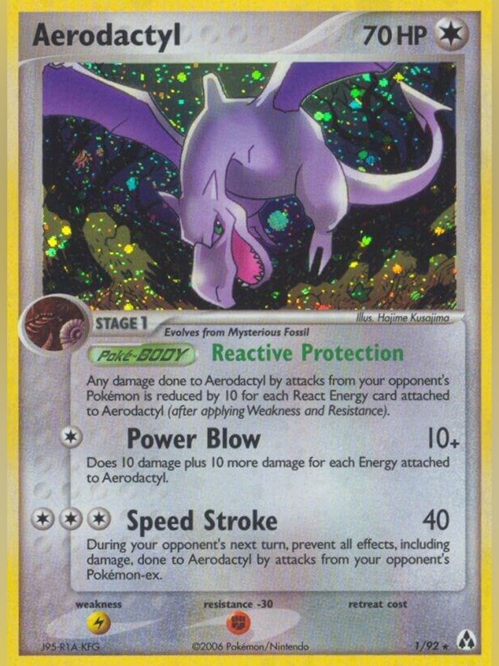 Pokémon 2006 Aerodactyl 1/92 Reverse Holo Stamped Ex Legend Maker Near MINT Card